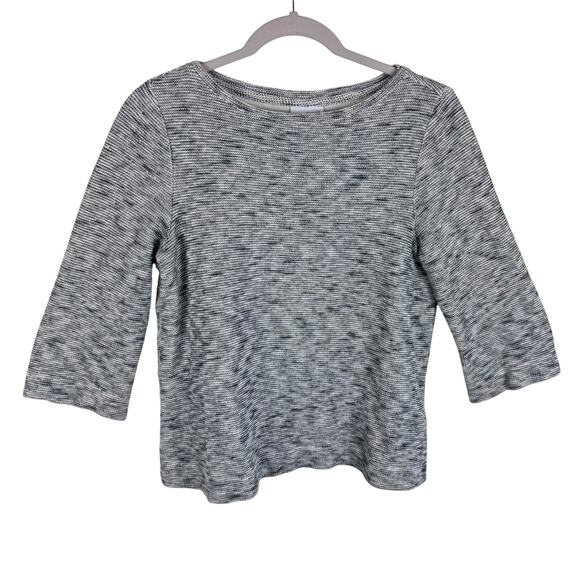 J. Jill 100% Cotton Gray Heather 3/4 Sleeve Round Neck Knit Pullover Top Size SP - Picture 1 of 6